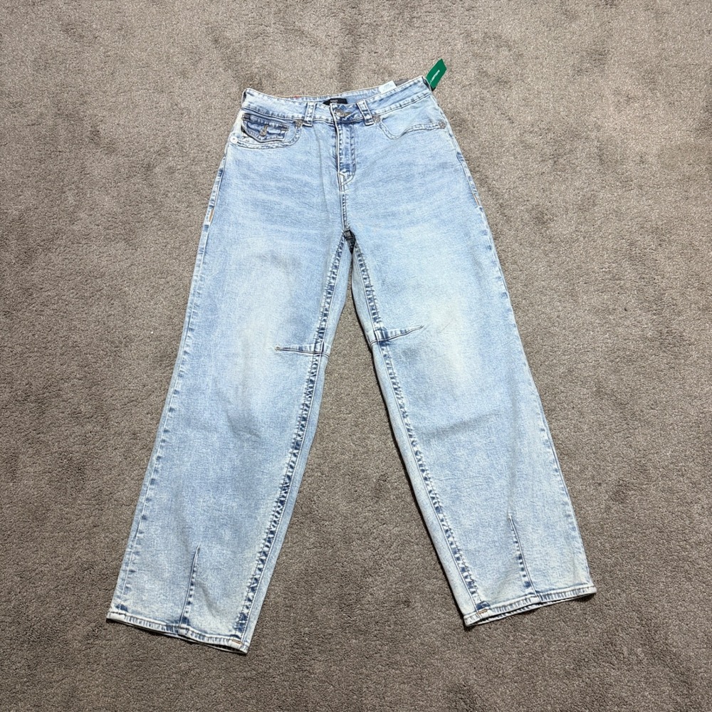 True Religion Bailey Barrel High Rise Wide Leg Jeans Light Wash W30 New
